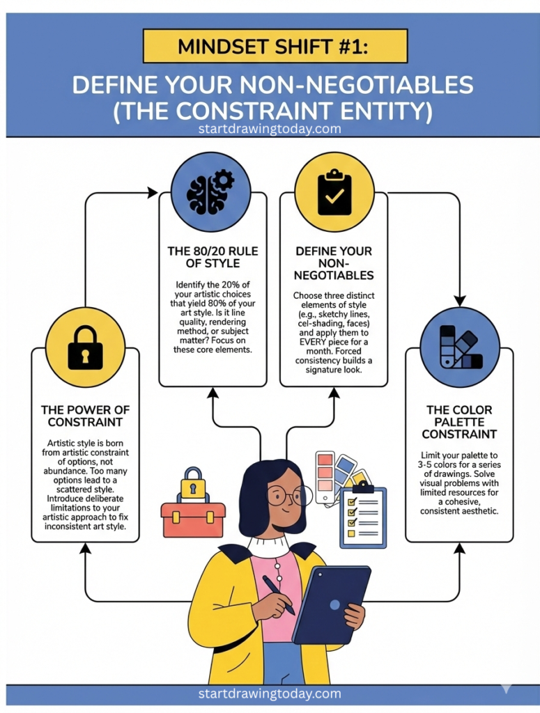 inconsistent art style, mindset shift 1