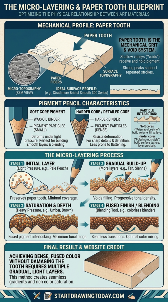 how to draw realistic animals with colored pencils, Micro-Layering & Paper Tooth Blueprint